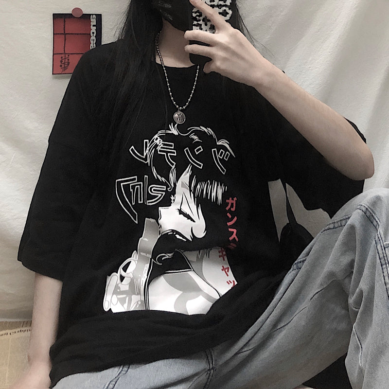 Dark manga print T-shirt