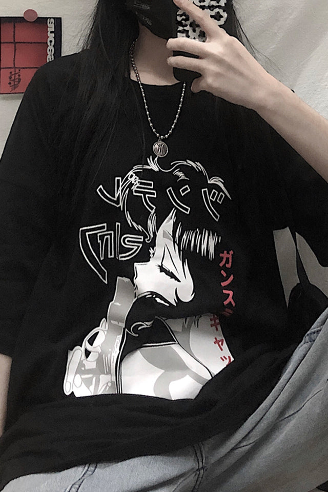 Dark manga print T-shirt