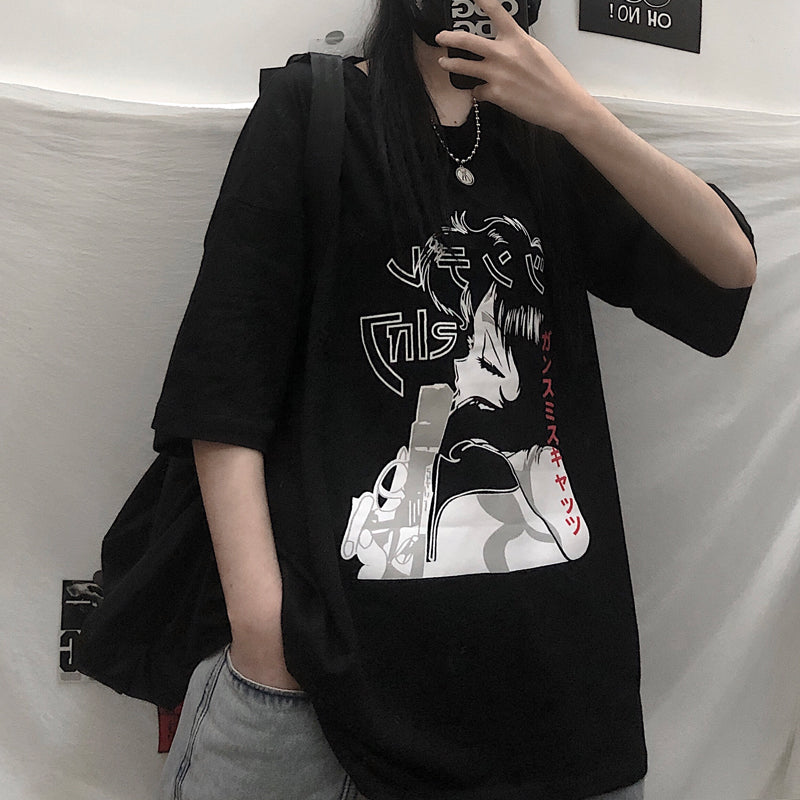 Dark manga print T-shirt