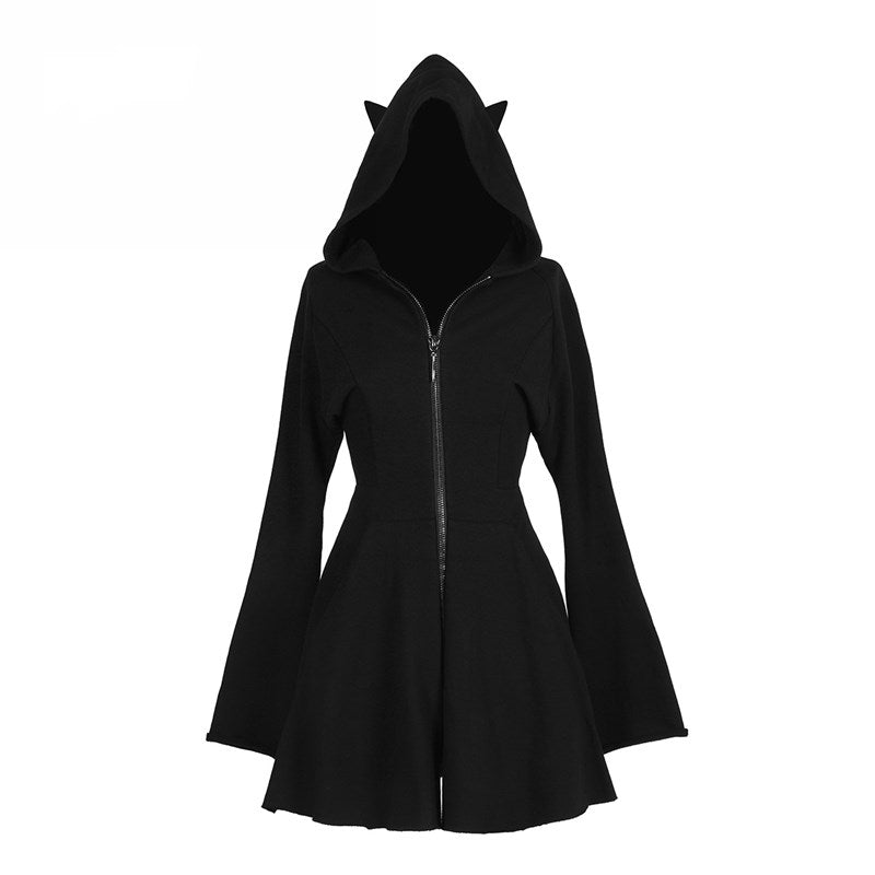 Thin dark hooded sweatshirt