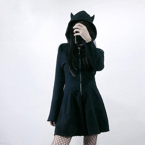 Thin dark hooded sweatshirt