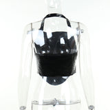 Dark Leather Halter Strap Top