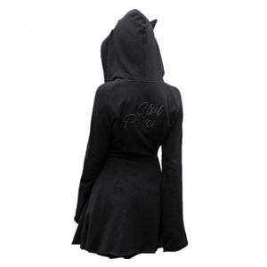 Thin dark hooded sweatshirt