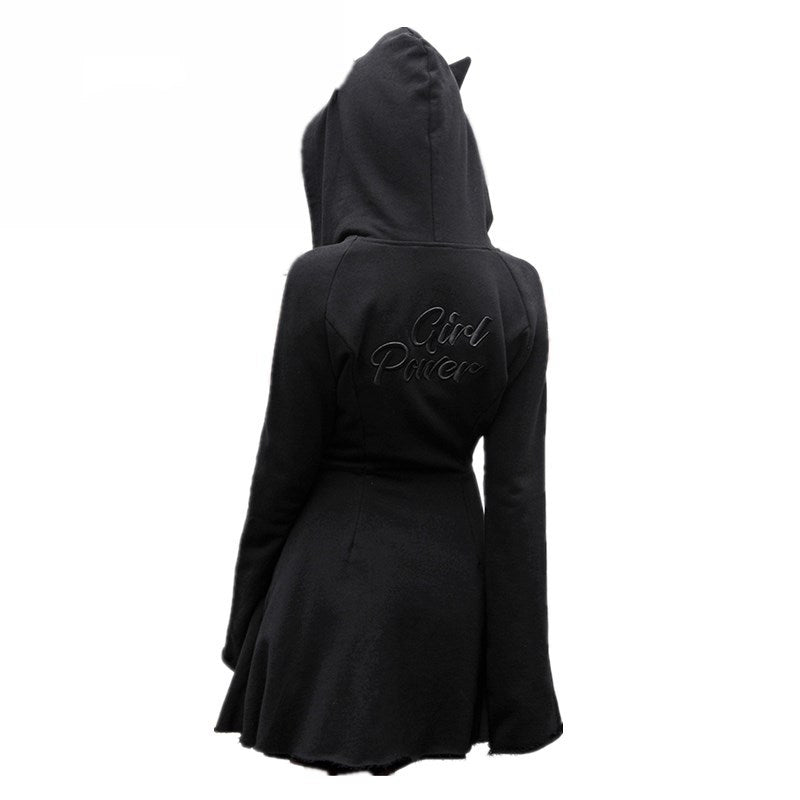 Thin dark hooded sweatshirt