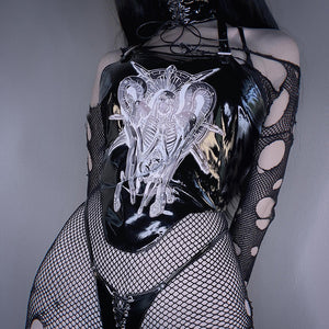 Dark Leather Halter Strap Top