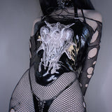 Dark Leather Halter Strap Top