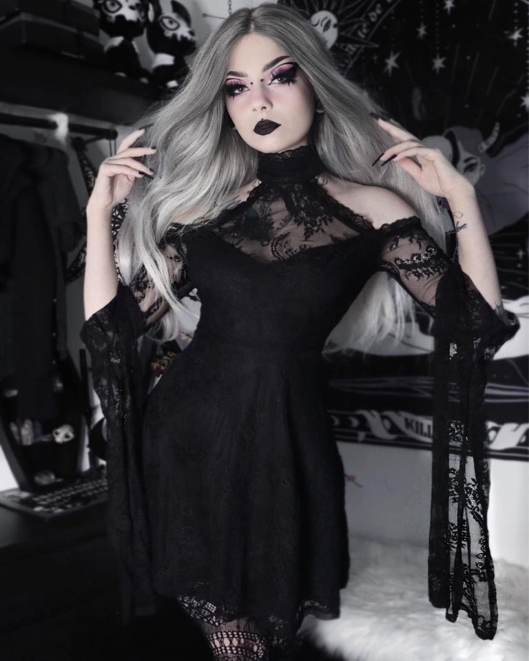 Dark Gothic Lace Panels Dress