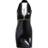 Dark Tie Chain Halter Dress