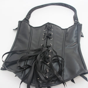 Corset European And American Corset Sexy Halter Black Leather Retro